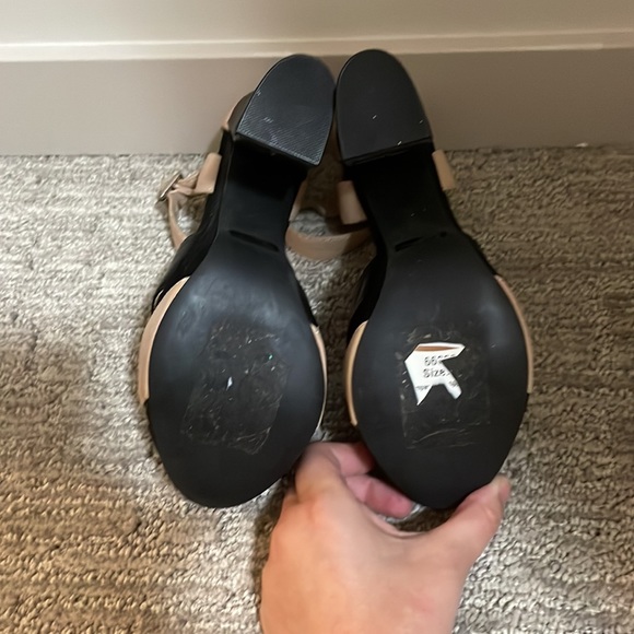 🌟5 for $25🌟 Report Diane Leather Platform Sandal Heels in Black and Cream - Picture 12 of 12